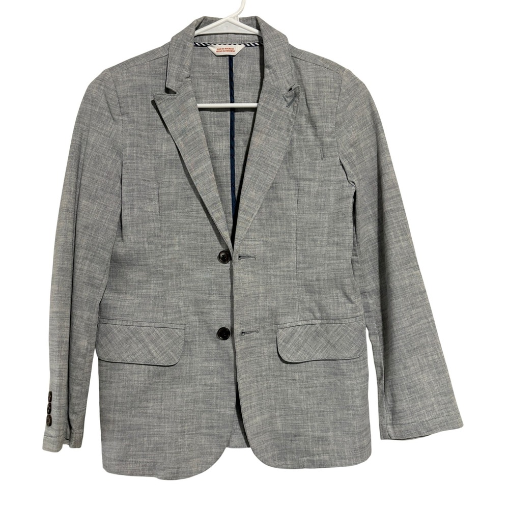 Cat & Jack Boys Grey Cotton Blend Two Button Blazer Jacket Size 12
